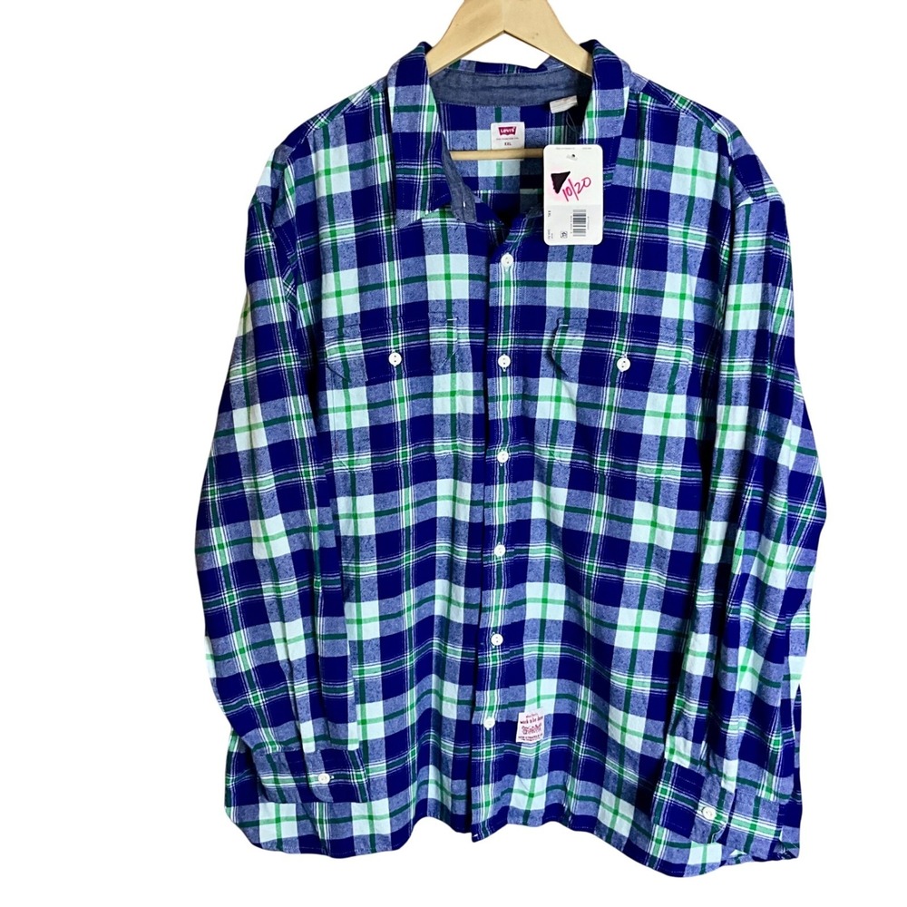 Levi Strauss The Worker Streetwear‎ Plaid Flannel Shirt Mens XXL Blue Workwear